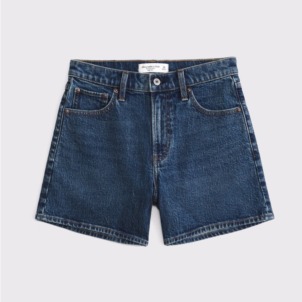 NWT Abercrombie High Rise Dad Short Dark Wash Size 26